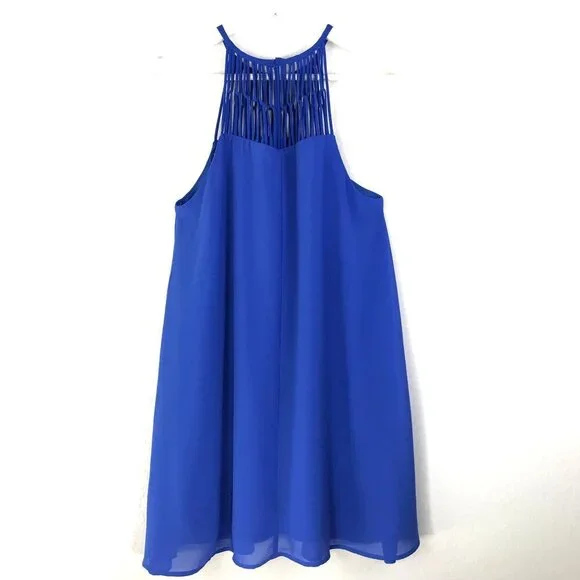 Lulus Royal Blue Halter Swing Dress Size Small - Picture 4 of 10